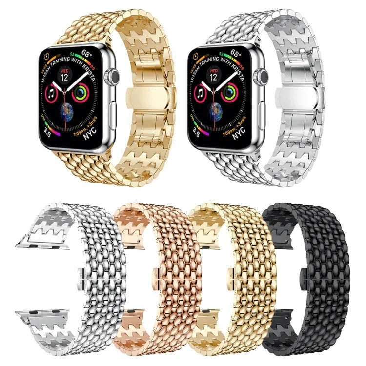 Bracelet de montre en acier inoxydable massif à motif dragon pour Apple Watch Series 3, 2 et 1 (42 mm)