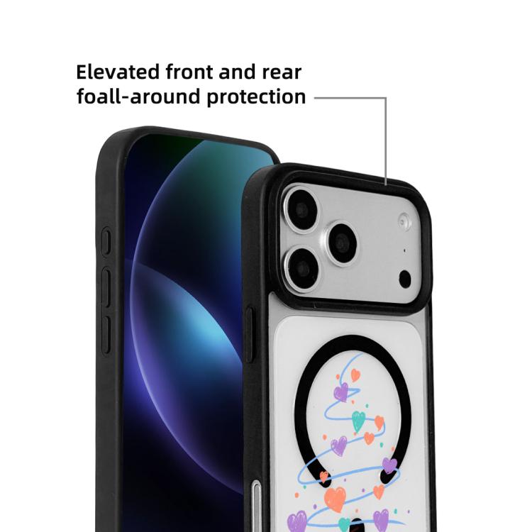 Série Noël Coque de téléphone à bord noir peint magnétique puissant, Pour iPhone 17 Pro Max, Pour iPhone 17 Pro, Pour iPhone 17