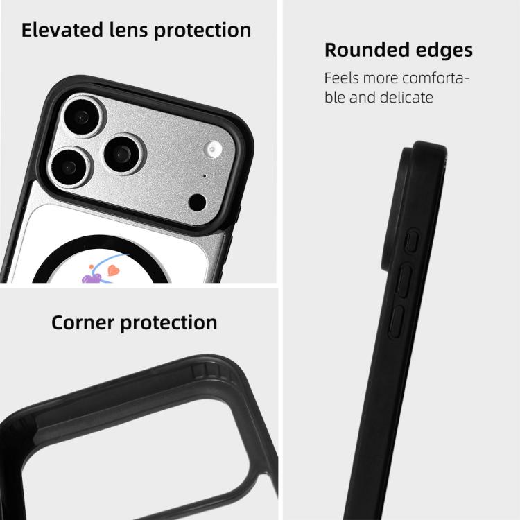 Série Noël Coque de téléphone à bord noir peint magnétique puissant, Pour iPhone 17 Pro Max, Pour iPhone 17 Pro, Pour iPhone 17