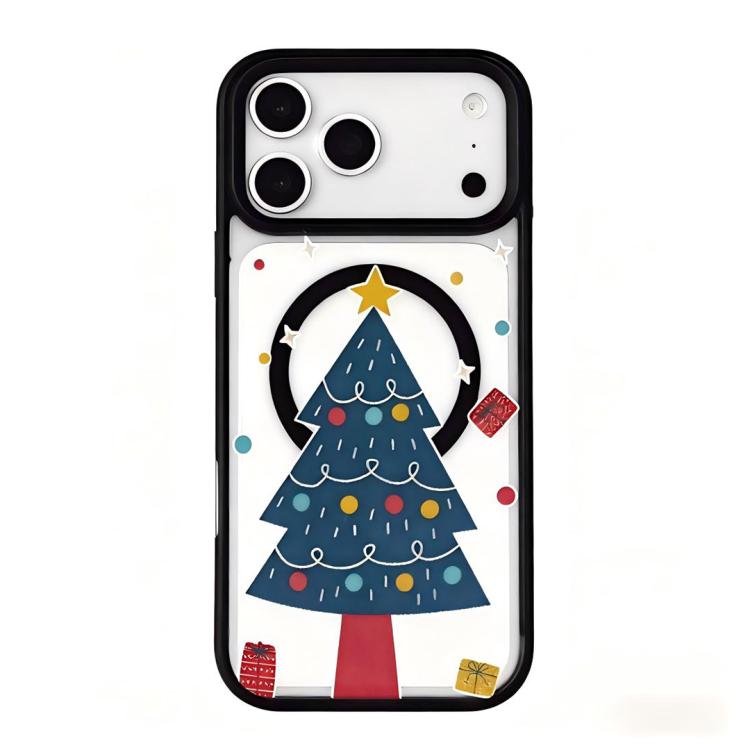 Série Noël Coque de téléphone à bord noir peint magnétique puissant, Pour iPhone 17 Pro Max, Pour iPhone 17 Pro, Pour iPhone 17