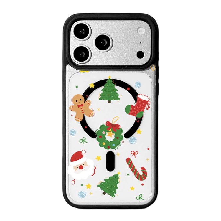 Série Noël Coque de téléphone à bord noir peint magnétique puissant, Pour iPhone 17 Pro Max, Pour iPhone 17 Pro, Pour iPhone 17