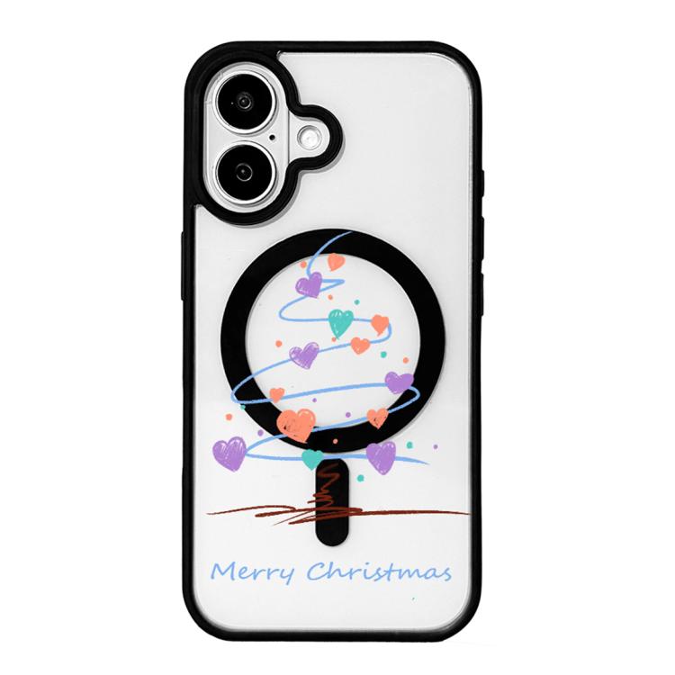 Série Noël Coque de téléphone à bord noir peint magnétique puissant, Pour iPhone 17 Pro Max, Pour iPhone 17 Pro, Pour iPhone 17
