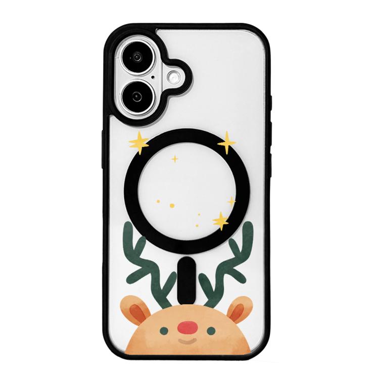 Série Noël Coque de téléphone à bord noir peint magnétique puissant, Pour iPhone 17 Pro Max, Pour iPhone 17 Pro, Pour iPhone 17
