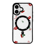 Série Noël Coque de téléphone à bord noir peint magnétique puissant, Pour iPhone 17 Pro Max, Pour iPhone 17 Pro, Pour iPhone 17