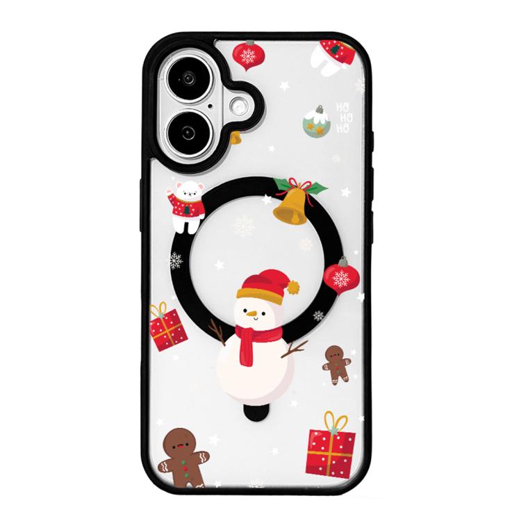 Série Noël Coque de téléphone à bord noir peint magnétique puissant, Pour iPhone 17 Pro Max, Pour iPhone 17 Pro, Pour iPhone 17