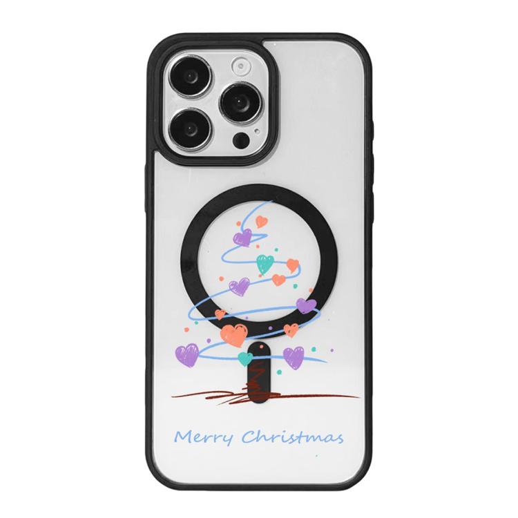 Coque de téléphone à bord noir peint, série Noël, magnétique puissant, pour iPhone 16 Pro Max, pour iPhone 16 Pro, pour iPhone 16