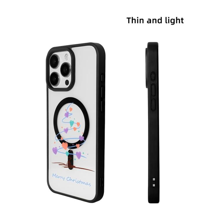 Coque de téléphone à bord noir peint, série Noël, magnétique puissant, pour iPhone 16 Pro Max, pour iPhone 16 Pro, pour iPhone 16