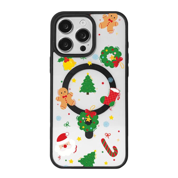 Coque de téléphone à bord noir peint, série Noël, magnétique puissant, pour iPhone 16 Pro Max, pour iPhone 16 Pro, pour iPhone 16