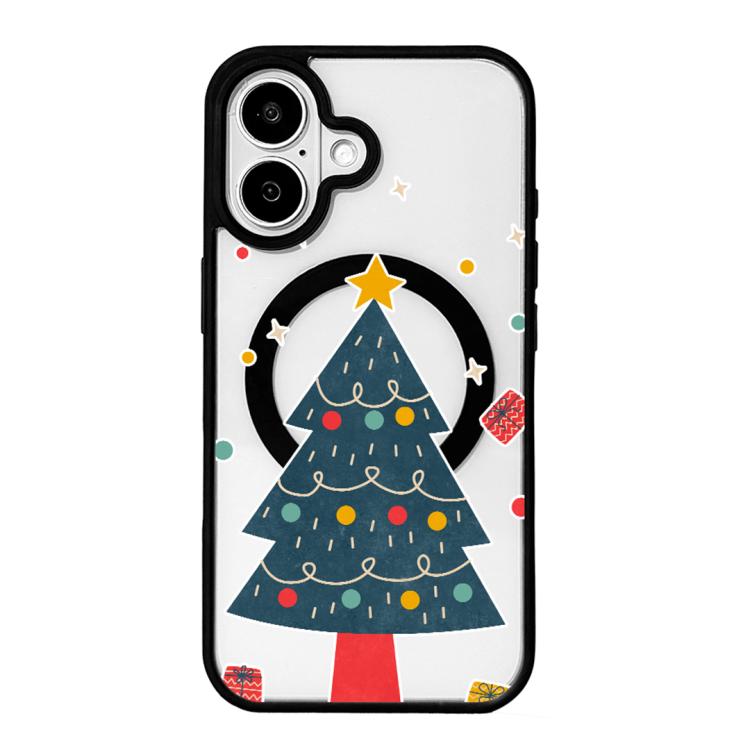 Coque de téléphone à bord noir peint, série Noël, magnétique puissant, pour iPhone 16 Pro Max, pour iPhone 16 Pro, pour iPhone 16