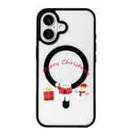 Coque de téléphone à bord noir peint, série Noël, magnétique puissant, pour iPhone 16 Pro Max, pour iPhone 16 Pro, pour iPhone 16