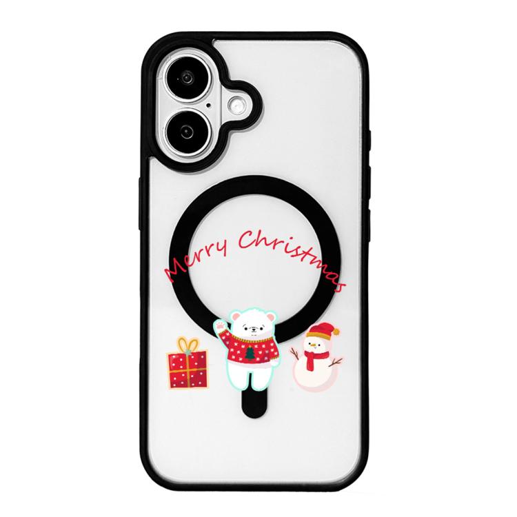 Coque de téléphone à bord noir peint, série Noël, magnétique puissant, pour iPhone 16 Pro Max, pour iPhone 16 Pro, pour iPhone 16