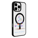 Coque de téléphone magnétique forte à bord noir peint série Noël, pour iPhone 15 Pro Max, pour iPhone 15 Pro