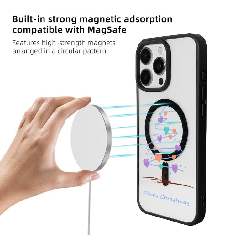 Coque de téléphone magnétique forte à bord noir peint série Noël, pour iPhone 15 Pro Max, pour iPhone 15 Pro