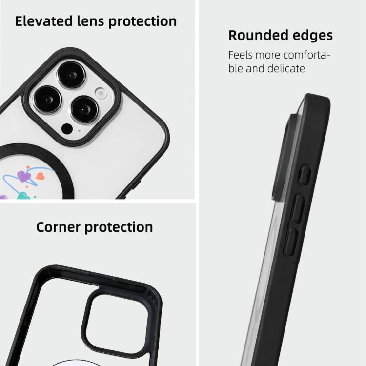 Coque de téléphone magnétique forte à bord noir peint série Noël, pour iPhone 15 Pro Max, pour iPhone 15 Pro