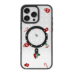 Coque de téléphone magnétique forte à bord noir peint série Noël, pour iPhone 15 Pro Max, pour iPhone 15 Pro