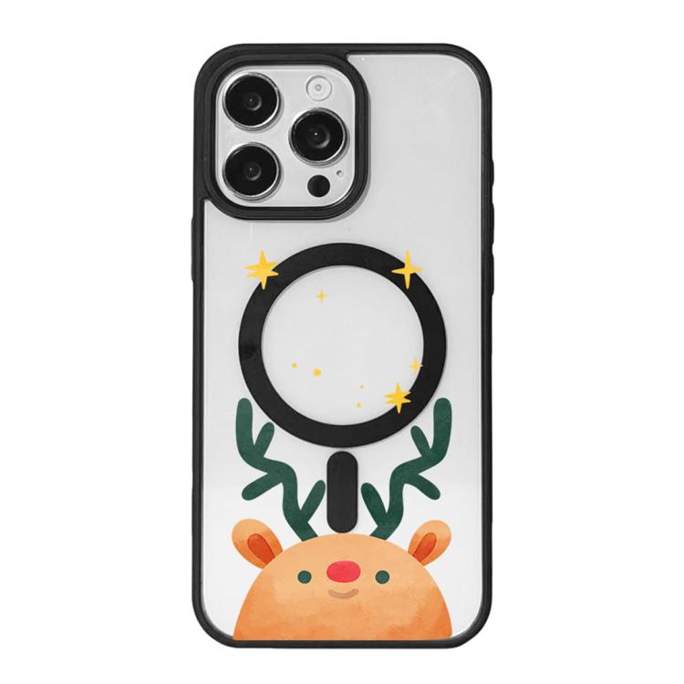 Coque de téléphone magnétique forte à bord noir peint série Noël, pour iPhone 15 Pro Max, pour iPhone 15 Pro