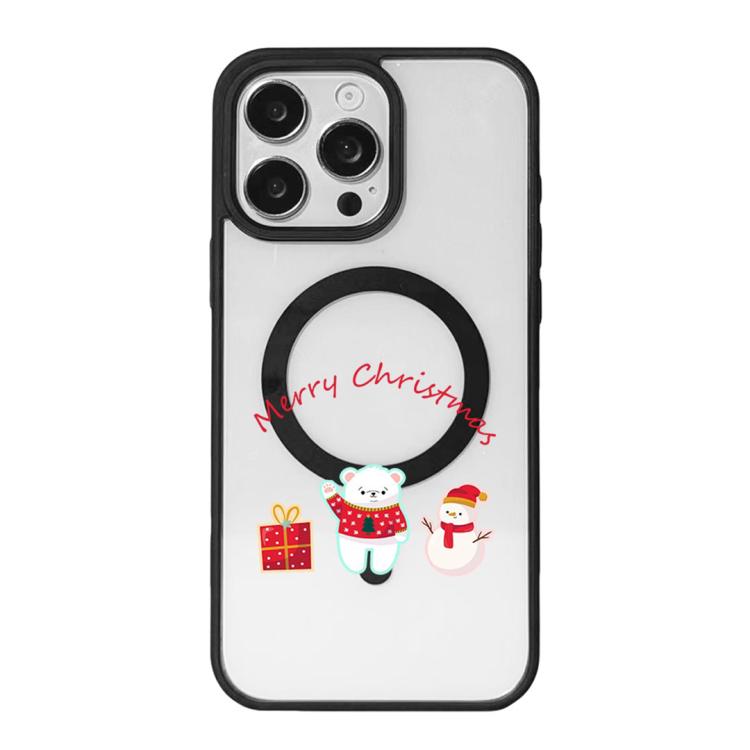 Coque de téléphone magnétique forte à bord noir peint série Noël, pour iPhone 15 Pro Max, pour iPhone 15 Pro
