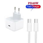 Chargeur A3365 PD40W USB-C / Type-C avec câble de données Type-C vers Type-C, prise EU, prise EU + câble Type-C 1m, prise EU + câble Type-C 2m