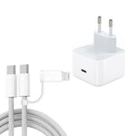 Chargeur A3365 PD40W USB-C / Type-C avec câble de données Type-C vers Type-C / 8 broches, prise EU + câble 2-en-1 de 1m