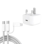 Chargeur A3365 PD40W USB-C / Type-C avec câble de données Type-C vers Type-C / 8 broches, prise UK + câble 2-en-1 de 1m