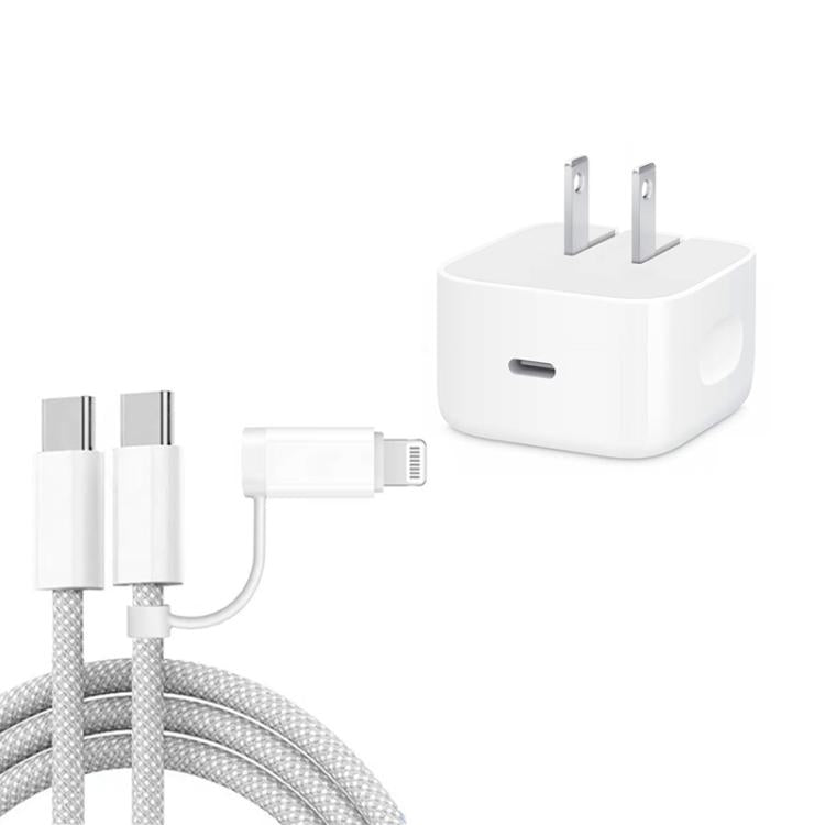 Chargeur A3365 PD40W USB-C / Type-C avec câble de données Type-C vers Type-C / 8 broches, prise US + câble 2-en-1 de 1m