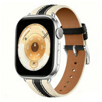 Bracelet de montre en cuir véritable bicolore, compatible avec Apple Watch 46 mm / 49 mm / 45 mm / 44 mm et Apple Watch 42 mm / 41 mm / 40 mm / 38 mm.