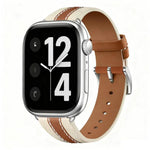 Bracelet de montre en cuir véritable bicolore, compatible avec Apple Watch 46 mm / 49 mm / 45 mm / 44 mm et Apple Watch 42 mm / 41 mm / 40 mm / 38 mm.