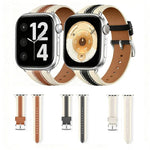 Bracelet de montre en cuir véritable bicolore, compatible avec Apple Watch 46 mm / 49 mm / 45 mm / 44 mm et Apple Watch 42 mm / 41 mm / 40 mm / 38 mm.