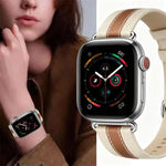 Bracelet de montre en cuir véritable bicolore, compatible avec Apple Watch 46 mm / 49 mm / 45 mm / 44 mm et Apple Watch 42 mm / 41 mm / 40 mm / 38 mm.