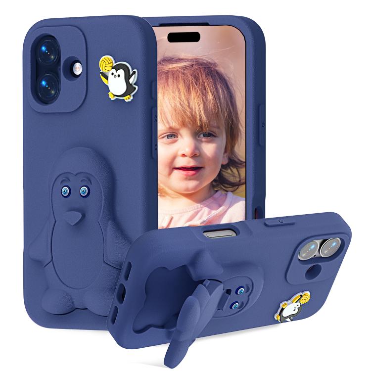 Coque de téléphone antichoc en EVA motif bébé pingouin avec support, pour iPhone 17 Pro Max, pour iPhone 17 Pro, pour iPhone 17, pour iPhone Air, pour iPhone 16 Pro Max, pour iPhone 16 Pro, pour iPhone 16, pour iPhone 15 Pro Max