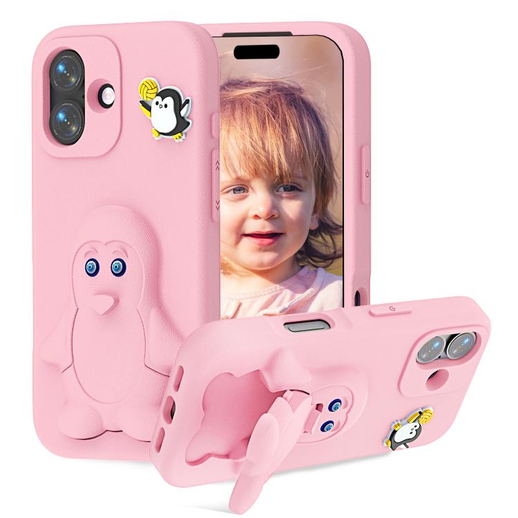 Coque de téléphone antichoc en EVA motif bébé pingouin avec support, pour iPhone 17 Pro Max, pour iPhone 17 Pro, pour iPhone 17, pour iPhone Air, pour iPhone 16 Pro Max, pour iPhone 16 Pro, pour iPhone 16, pour iPhone 15 Pro Max