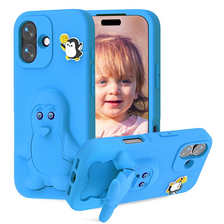Coque de téléphone antichoc en EVA motif bébé pingouin avec support, pour iPhone 17 Pro Max, pour iPhone 17 Pro, pour iPhone 17, pour iPhone Air, pour iPhone 16 Pro Max, pour iPhone 16 Pro, pour iPhone 16, pour iPhone 15 Pro Max