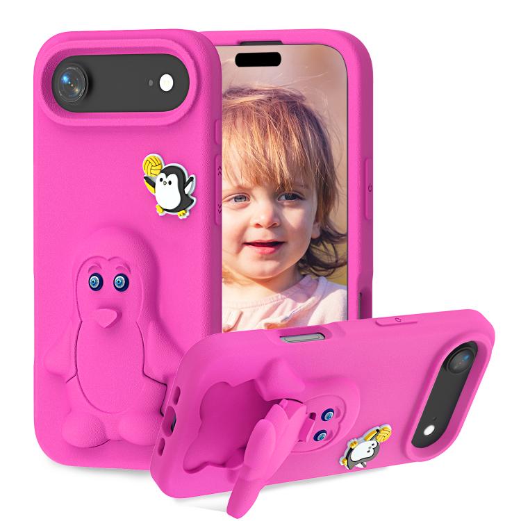 Coque de téléphone antichoc en EVA motif bébé pingouin avec support, pour iPhone 17 Pro Max, pour iPhone 17 Pro, pour iPhone 17, pour iPhone Air, pour iPhone 16 Pro Max, pour iPhone 16 Pro, pour iPhone 16, pour iPhone 15 Pro Max