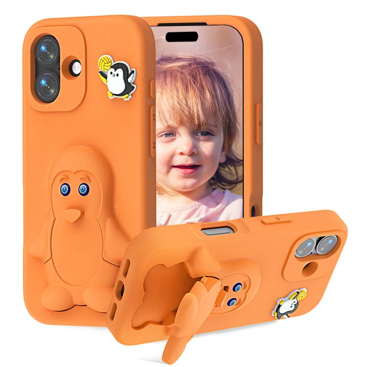 Coque de téléphone antichoc en EVA motif bébé pingouin avec support, pour iPhone 17 Pro Max, pour iPhone 17 Pro, pour iPhone 17, pour iPhone Air, pour iPhone 16 Pro Max, pour iPhone 16 Pro, pour iPhone 16, pour iPhone 15 Pro Max