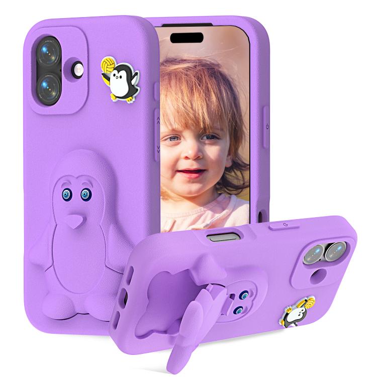 Coque de téléphone antichoc en EVA motif bébé pingouin avec support, pour iPhone 17 Pro Max, pour iPhone 17 Pro, pour iPhone 17, pour iPhone Air, pour iPhone 16 Pro Max, pour iPhone 16 Pro, pour iPhone 16, pour iPhone 15 Pro Max