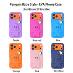 Coque de téléphone antichoc en EVA motif bébé pingouin avec support, pour iPhone 17 Pro Max, pour iPhone 17 Pro, pour iPhone 17, pour iPhone Air, pour iPhone 16 Pro Max, pour iPhone 16 Pro, pour iPhone 16, pour iPhone 15 Pro Max