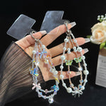 Chaîne de téléphone double couche irisée, style cristal, style perle, motif Papillon Rêve Perle Chuchotement