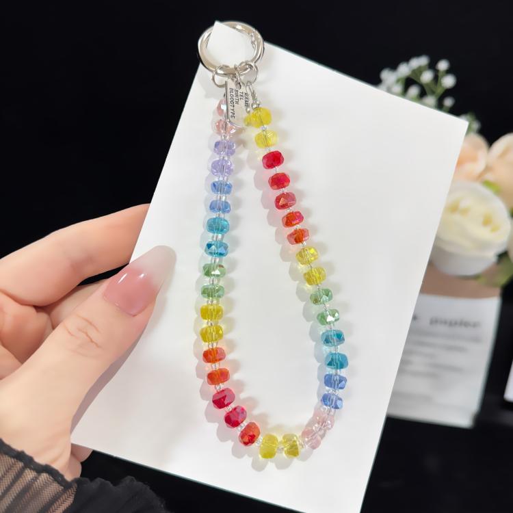 Chaîne de téléphone en alliage avec breloque en cristal arc-en-ciel, perle entretoise en cristal roue, style cristal roue