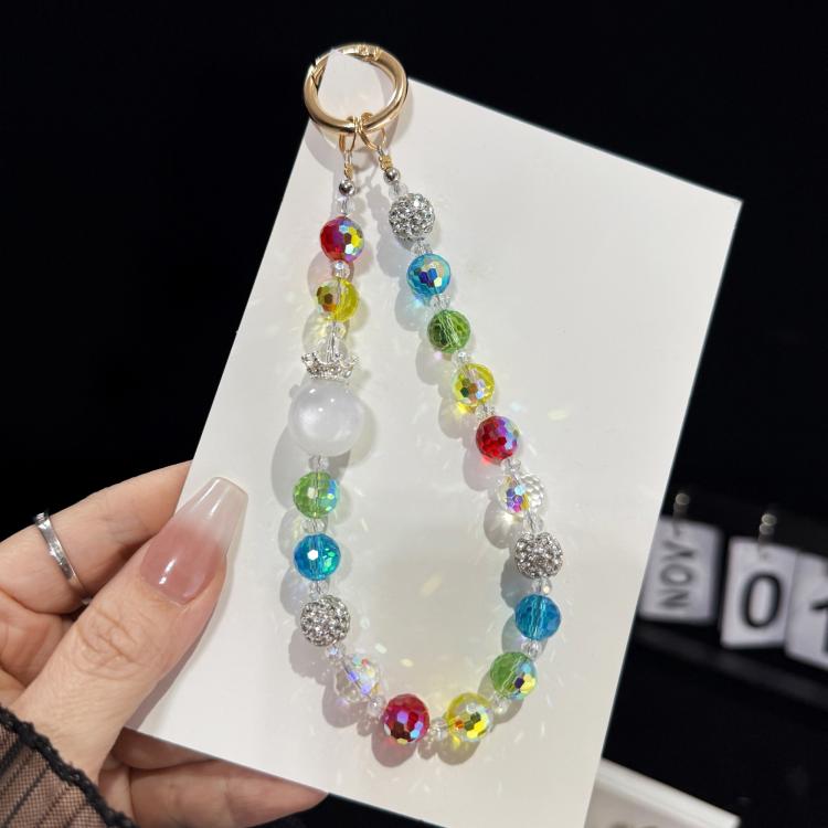 Chaîne de téléphone fantaisiste avec nœud perles colorées et cristal, style perle photochromique, style double nœud