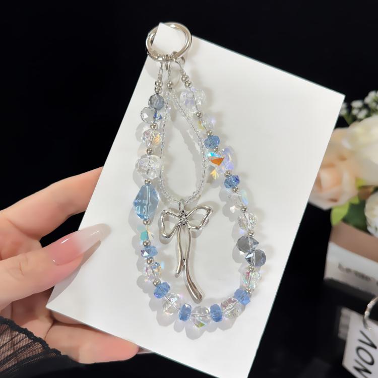 Chaîne de téléphone double phosphorescente en cristal, motif fantaisie éthérée, rose, bleue