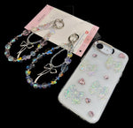 Chaîne de téléphone double phosphorescente en cristal, motif fantaisie éthérée, rose, bleue