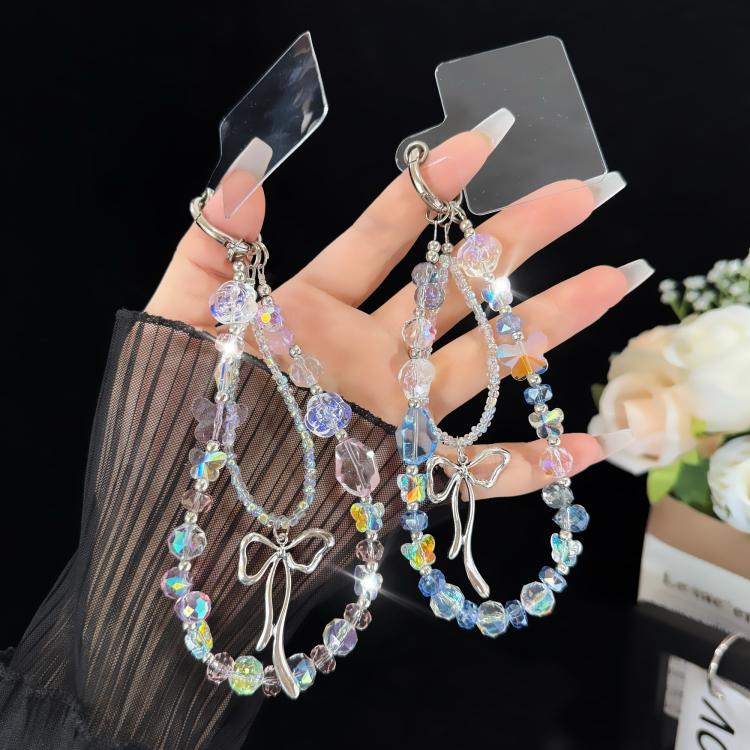 Chaîne de téléphone double phosphorescente en cristal, motif fantaisie éthérée, rose, bleue