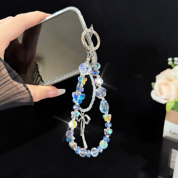 Chaîne de téléphone double phosphorescente en cristal, motif fantaisie éthérée, rose, bleue