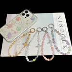 Elegant Retro Saturn Iridescent Cube Phone Chain, Gold, Pink, White, Purple