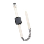 Bracelet en cuir véritable serti de diamants, pour Apple Watch 46 mm / 49 mm / 45 mm / 44 mm et 42 mm / 41 mm / 40 mm / 38 mm.