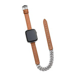 Bracelet en cuir véritable serti de diamants, pour Apple Watch 46 mm / 49 mm / 45 mm / 44 mm et 42 mm / 41 mm / 40 mm / 38 mm.