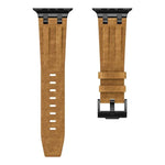 Bracelet de montre en cuir vegan Crazy Horse avec boucle noire en acier inoxydable, pour Apple Watch 46 mm / 49 mm / 45 mm / 44 mm