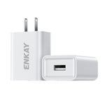 Adaptateur secteur USB ENKAY 10W 5V 2A, prise EU, prise US