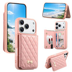 Étui de téléphone avec miroir, texture losange, nœud papillon en métal, porte-cartes en cuir végétalien, Pour iPhone 17 Pro Max, Pour iPhone 17 Pro, Pour iPhone 17, Pour iPhone 16 Pro Max, Pour iPhone 16 Pro, Pour iPhone 16 Plus, Pour iPhone 16