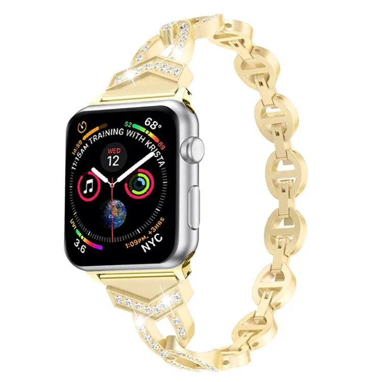 Bracelet de montre en acier inoxydable massif serti de diamants, en forme de 8, pour Apple Watch Series 3, 2 et 1 (38 mm)